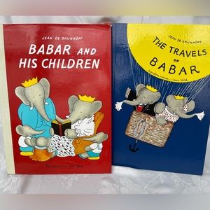 Vintage 1985 edition 2 Babar books 14.5x10.5 printed in France